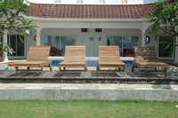 Anderson Teak 4-piece sun lounger set has a curved design with adjustable backrest