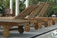 Anderson Teak sun lounger set has a curved design with adjustable backrest