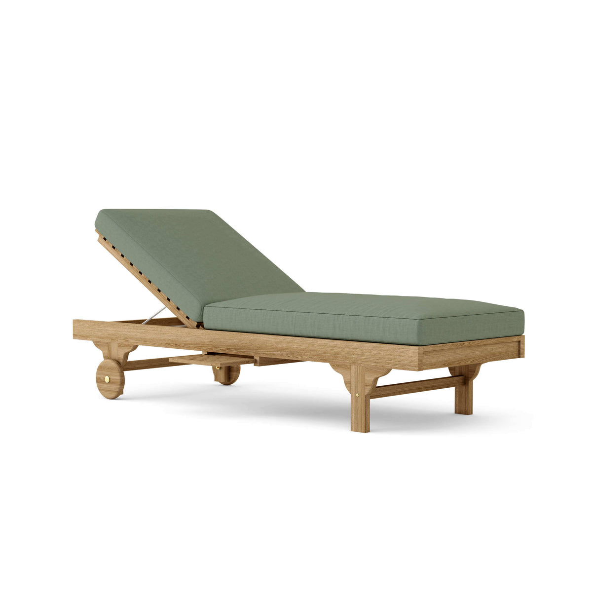 Sunbrella Cast Sage Cushion Color Option for Anderson Teak Capri Sun Lounger Adjustable Back Side Tray