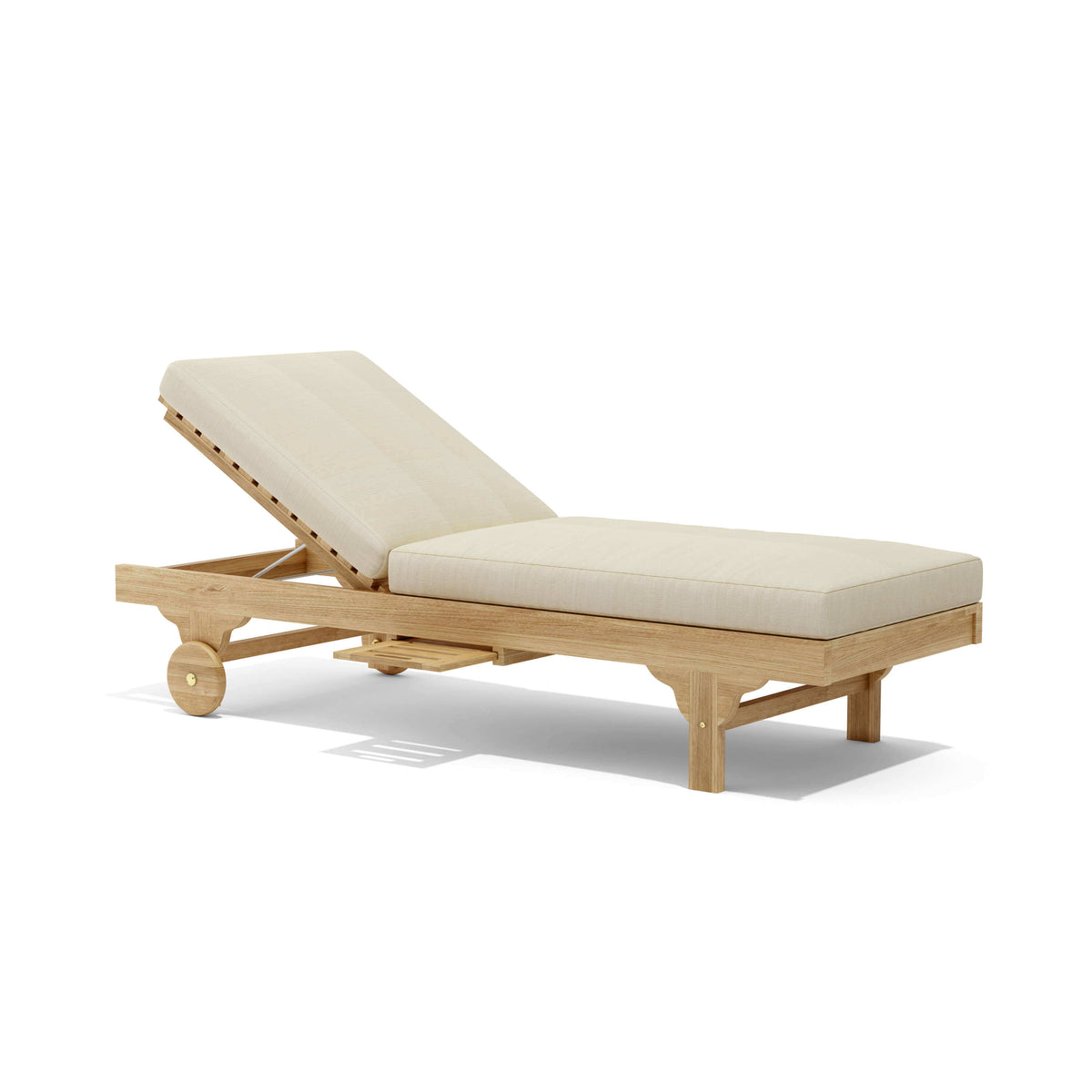 Sunbrella Linen Antique Beige Cushion Color Option for Anderson Teak Capri Sun Lounger Adjustable Back Side Tray