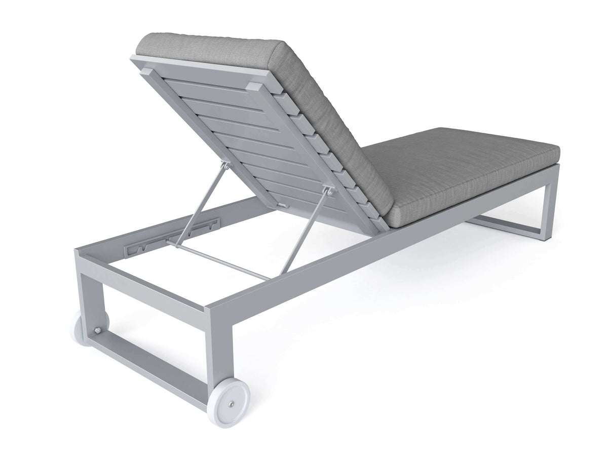 Anderson Teak Lucca Sun Lounger Detail with Stainless Steel Recline and Teak Frame