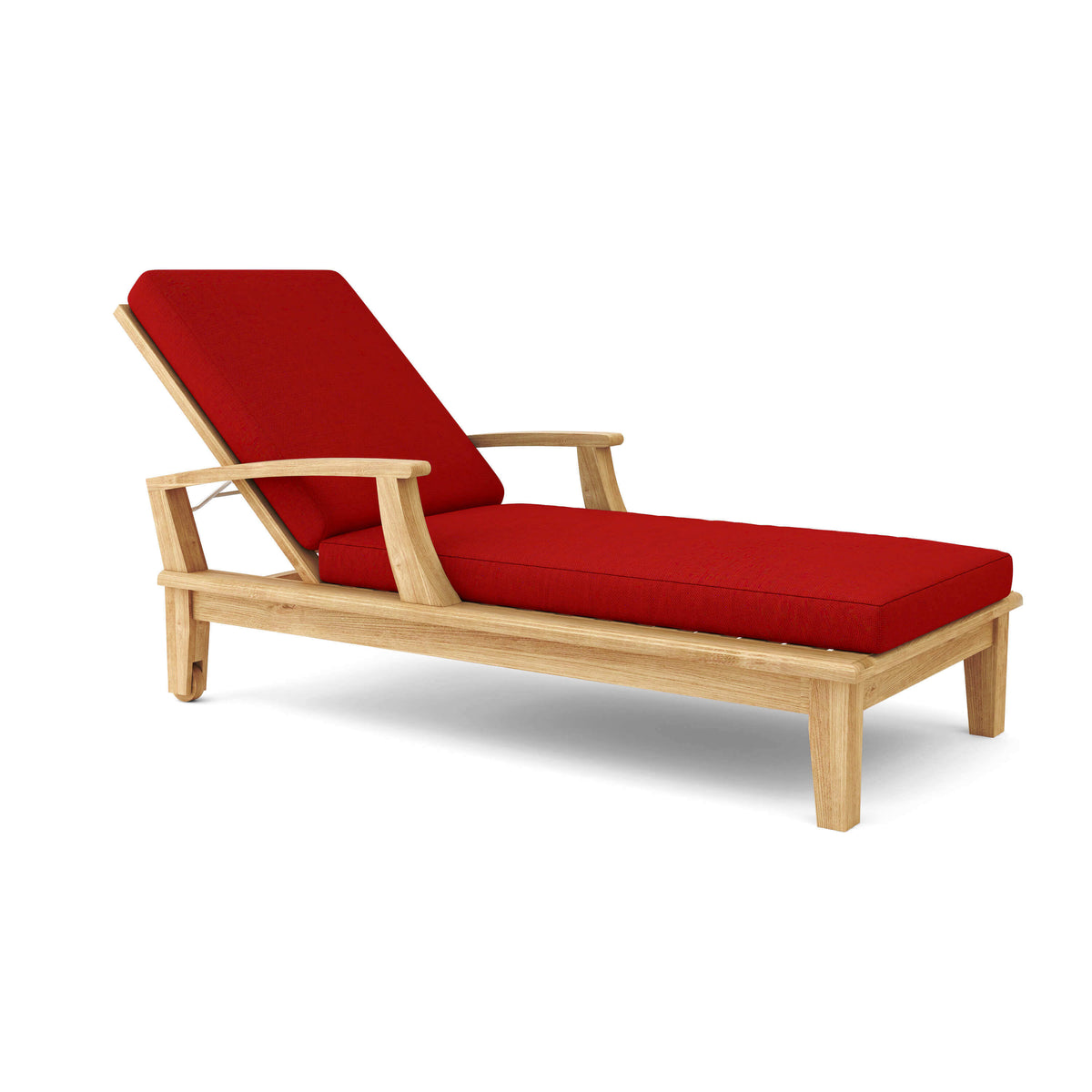 Sunbrella Canvas Jockey Red Cushion Color Option for Anderson Teak Brianna Sun Lounger