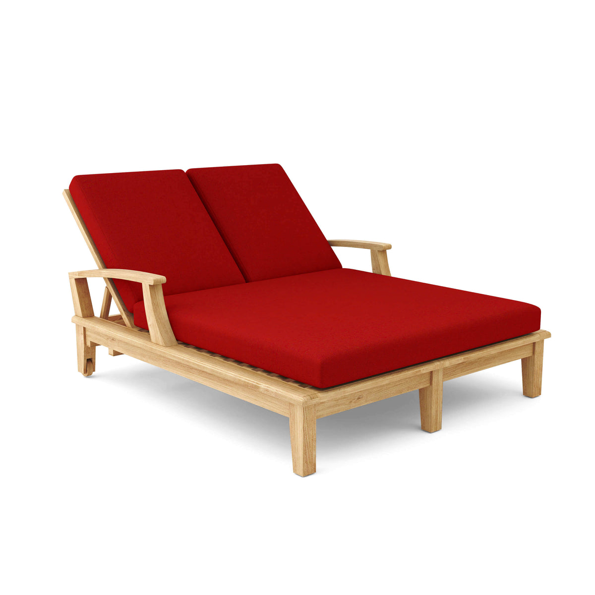 Sunbrella Canvas Jockey Red Cushion Color Option for Anderson Teak Brianna Double Sun Lounger