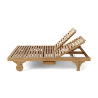 All-weather teak wood outdoor sun chairs with Sunbrella outdoor cushions