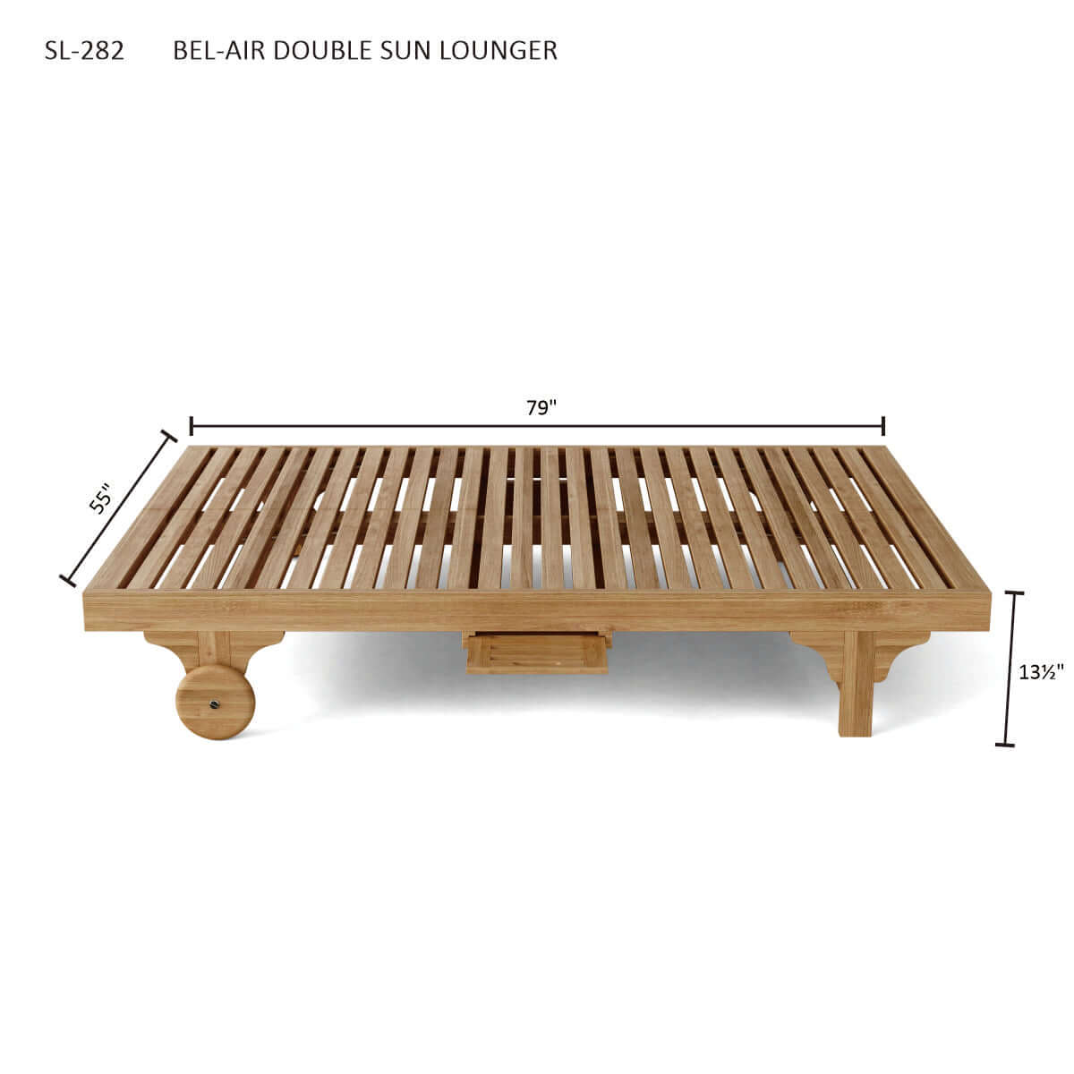 Anderson Teak Bel Air Double Sun Lounger Double Back — 4-Position Adjustable Backrest for Outdoor Use