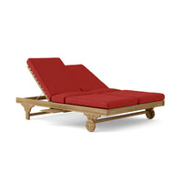 All-weather teak wood outdoor sun chairs with Sunbrella outdoor cushions