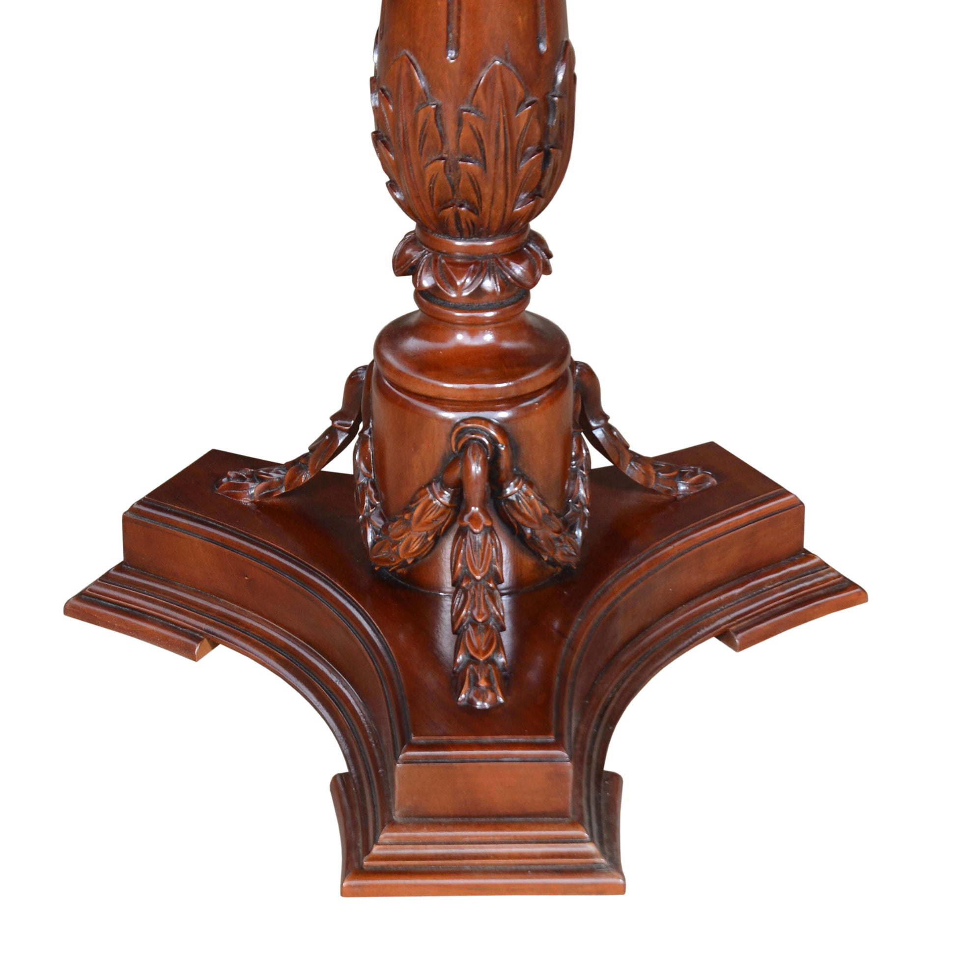 Solid Mahogany construction compact outdoor side table with rich antique finish