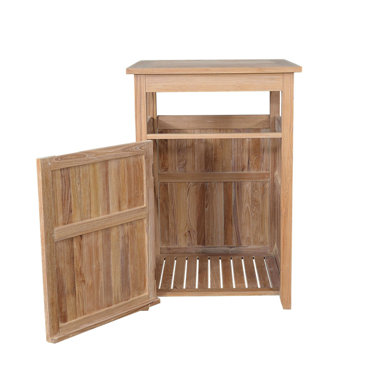 Anderson Teak Cabana Large Trash Can in Pool or Spa Setting