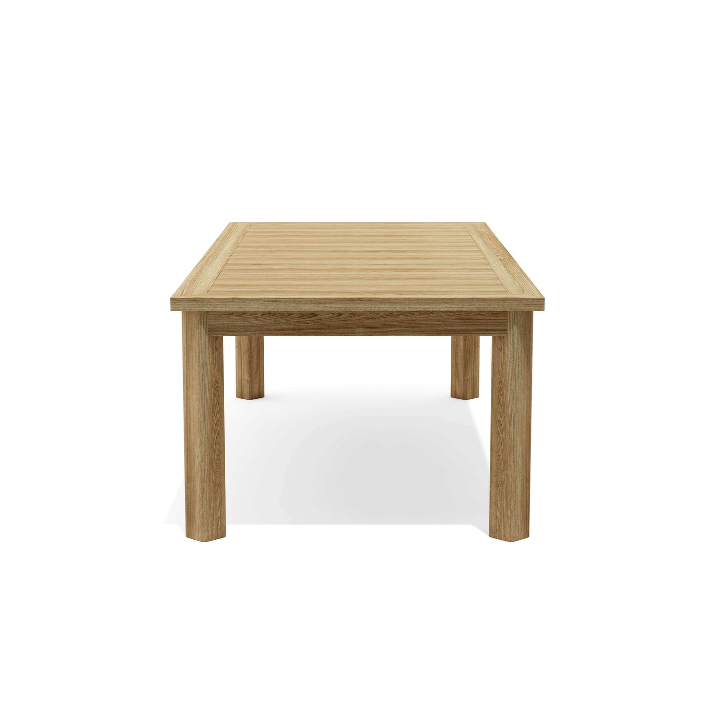 Teak rectangular outdoor dining table seats 6-8 people comfortably