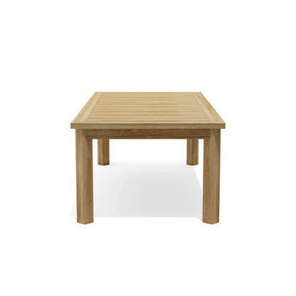 Teak rectangular outdoor dining table seats 6-8 people comfortably