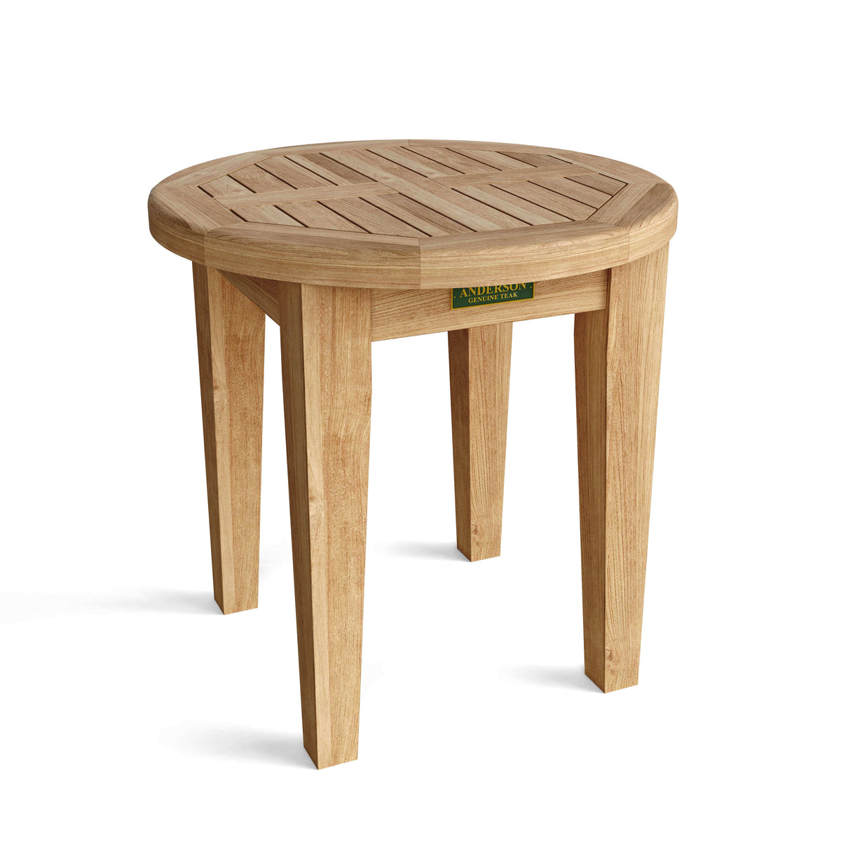 Anderson Teak Brianna 20 Round Side Table Detail with Solid Teak Tabletop and Frame Joinery