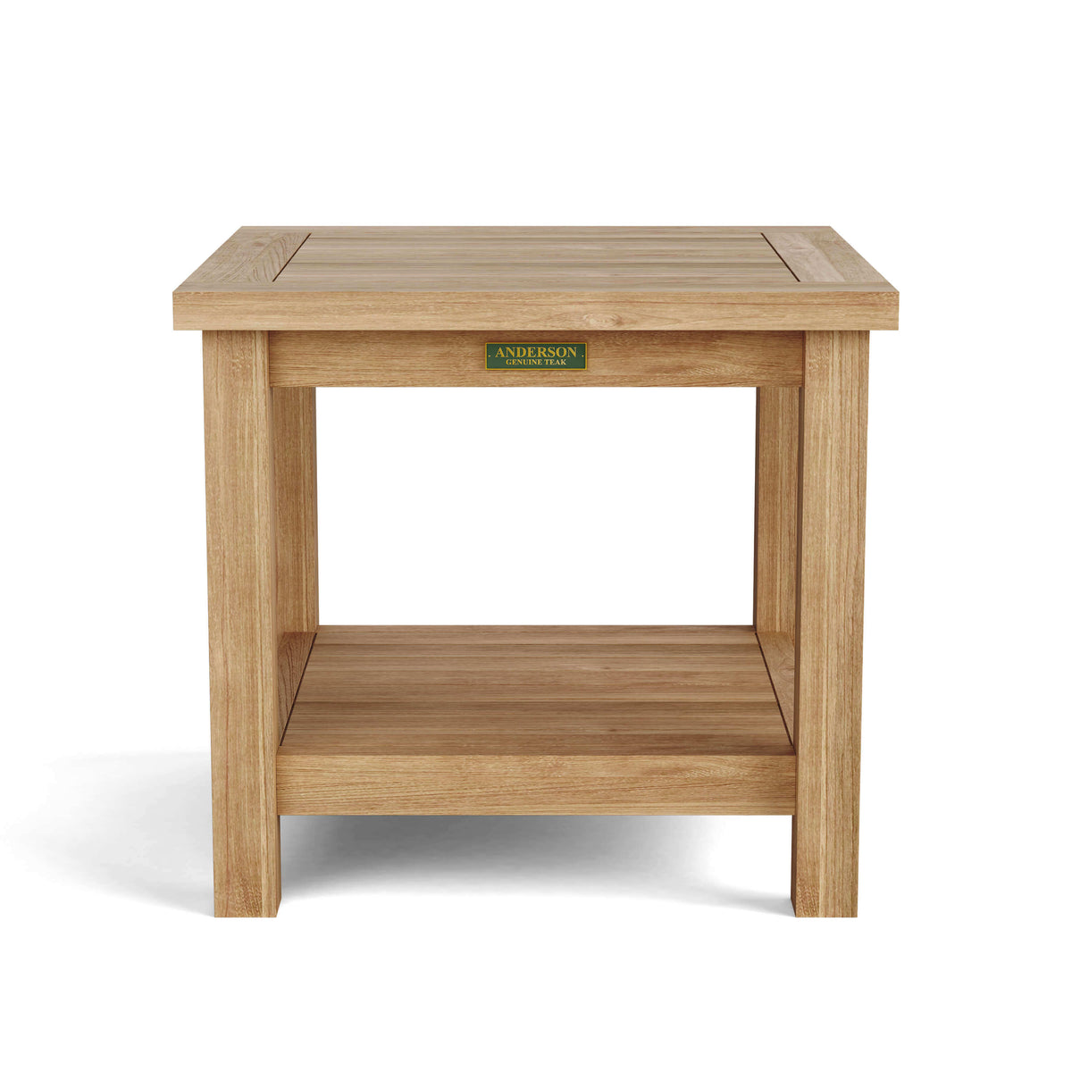 Anderson Teak Bahama 22 Square Side Table 2 Tier with Solid Teak Construction for Patio Accent Use