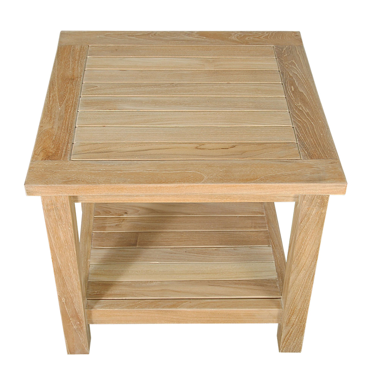 Anderson Teak Bahama 22 Square Side Table 2 Tier Three-Quarter View of Side Table