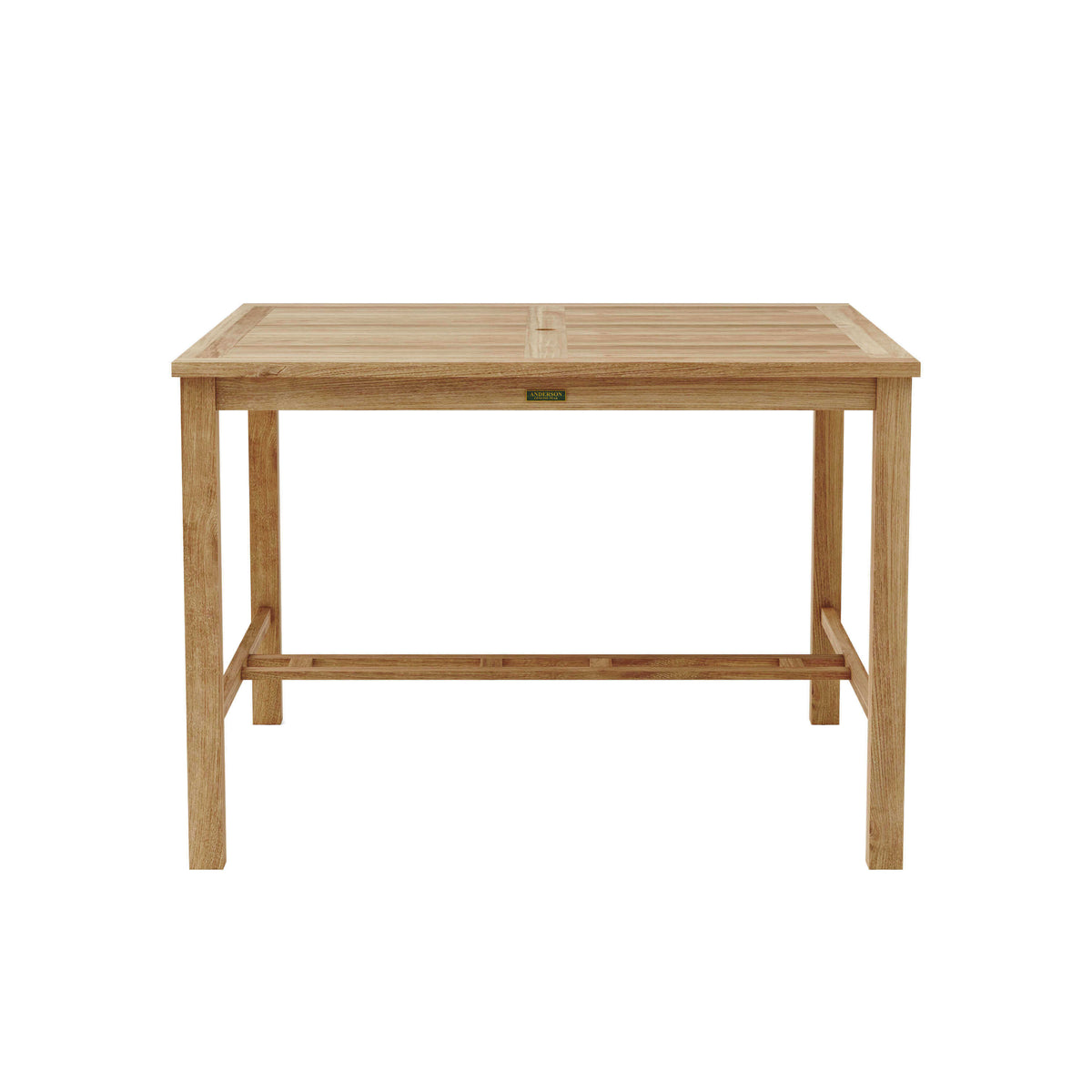 Anderson Teak Windsor 59 Square Bar Table Detail with Solid Teak Tabletop and Sturdy Frame
