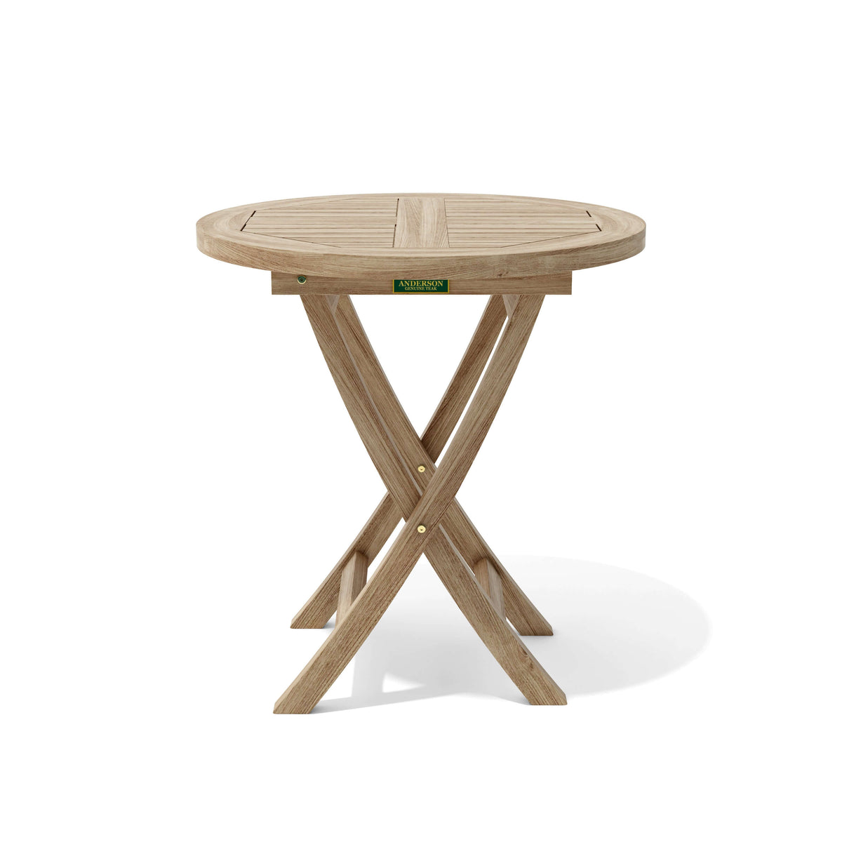 Anderson Teak Bahama 27 Round Bistro Folding Table Detail with Teak Tabletop Joinery and Frame Build