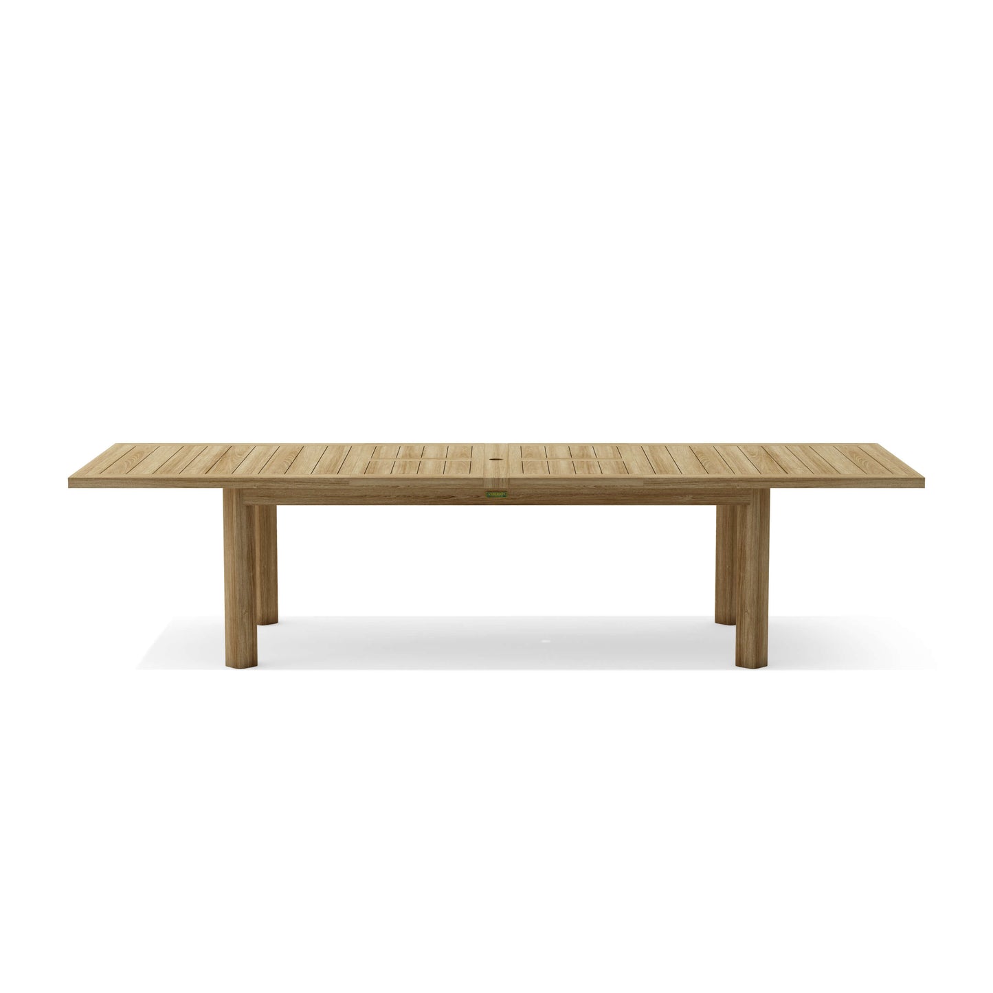 Teak rectangular double extension outdoor dining table, seats up to 12 people for large dinners or parties