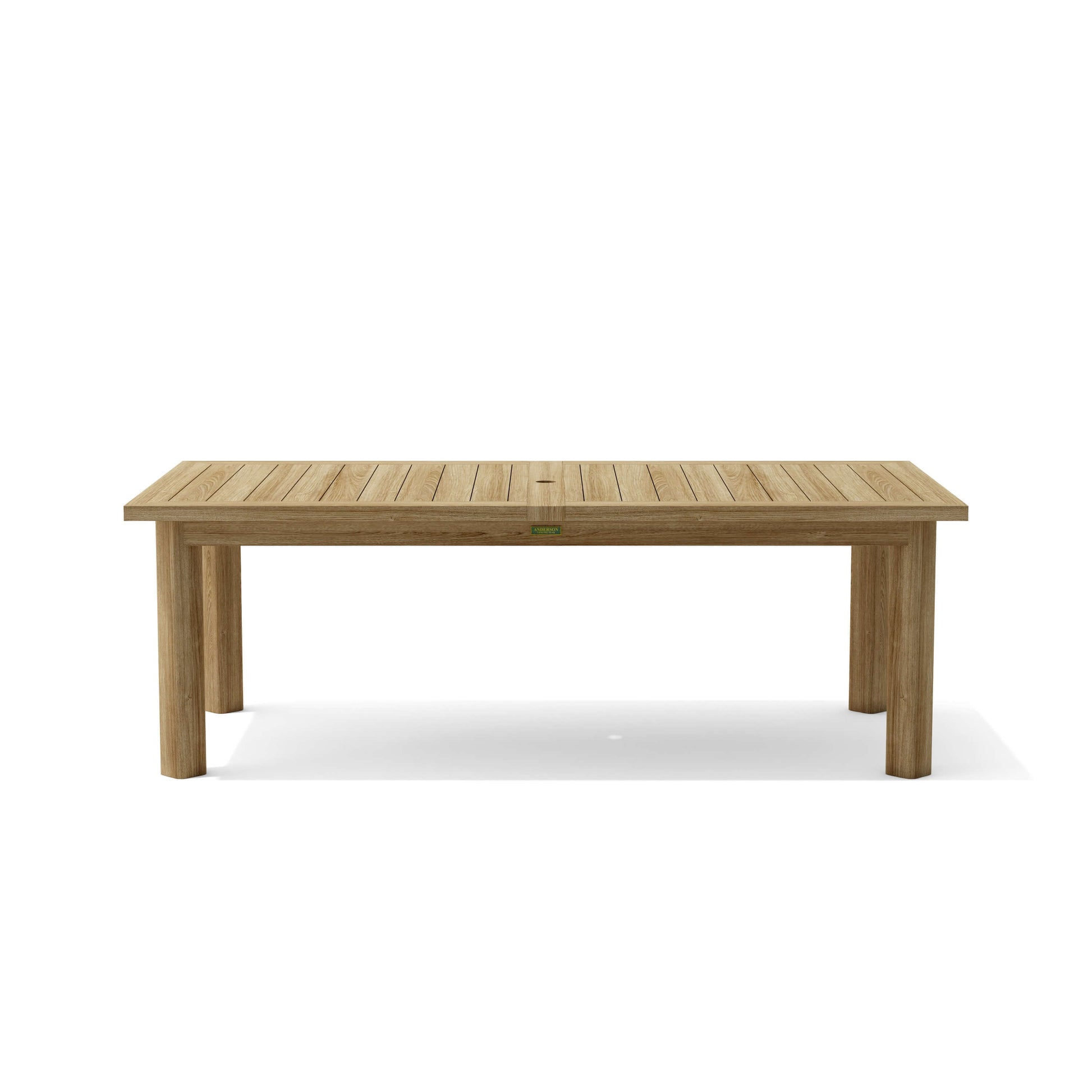 Teak rectangular double extension outdoor dining table, seats up to 12 people for large dinners or parties