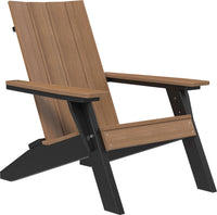 LuxCraft urban outdoor Adirondack chair with contoured seat and backrest providing ergonomic relaxation