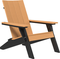 LuxCraft urban outdoor Adirondack chair with contoured seat and backrest providing ergonomic relaxation