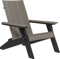 LuxCraft urban outdoor Adirondack chair with contoured seat and backrest providing ergonomic relaxation
