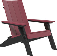 LuxCraft urban outdoor Adirondack chair with contoured seat and backrest providing ergonomic relaxation