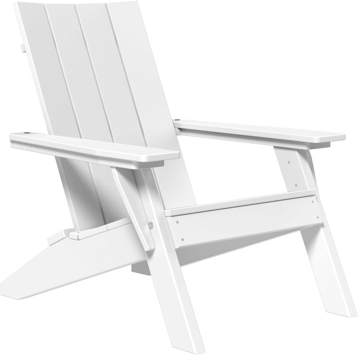LuxCraft urban outdoor Adirondack chair with contoured seat and backrest providing ergonomic relaxation