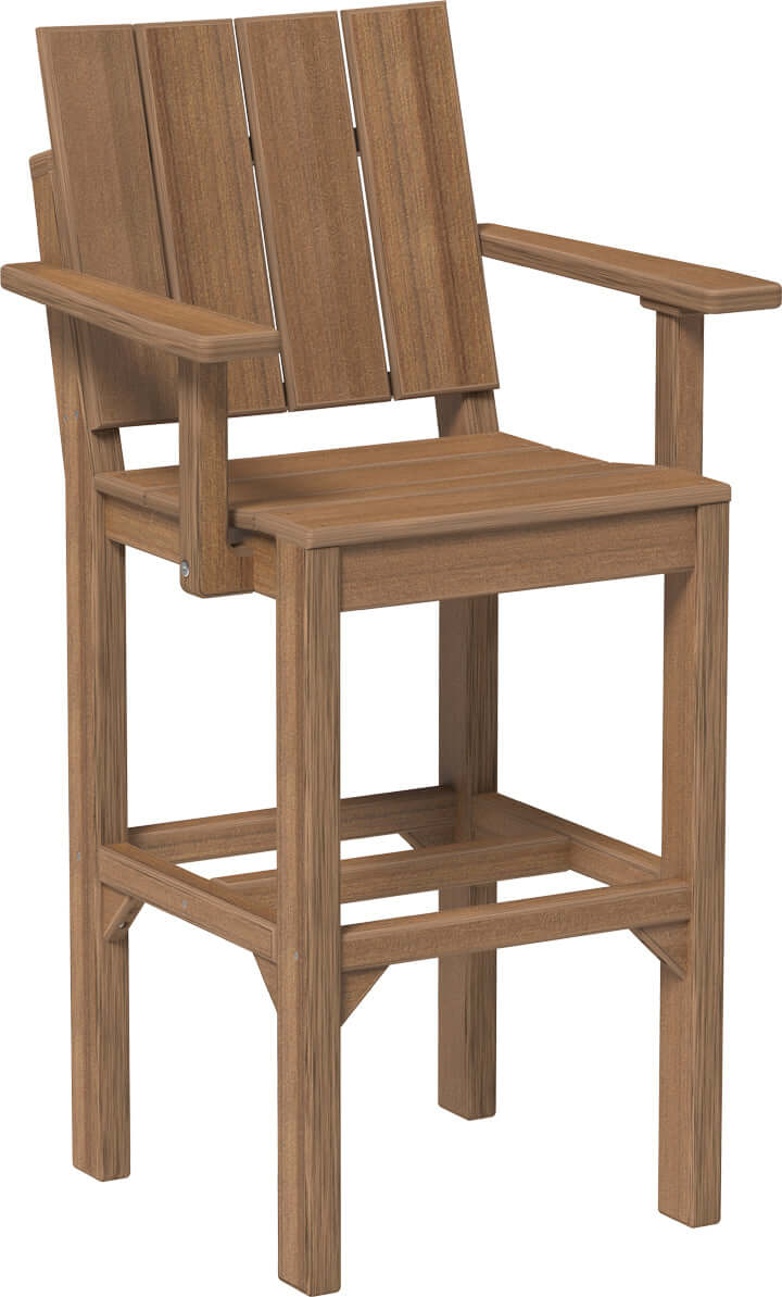 LuxCraft Outdoor Urban Arm Chair | Bar Height in Antique Mahogany — Amish-crafted recycled poly, weather-resistant design