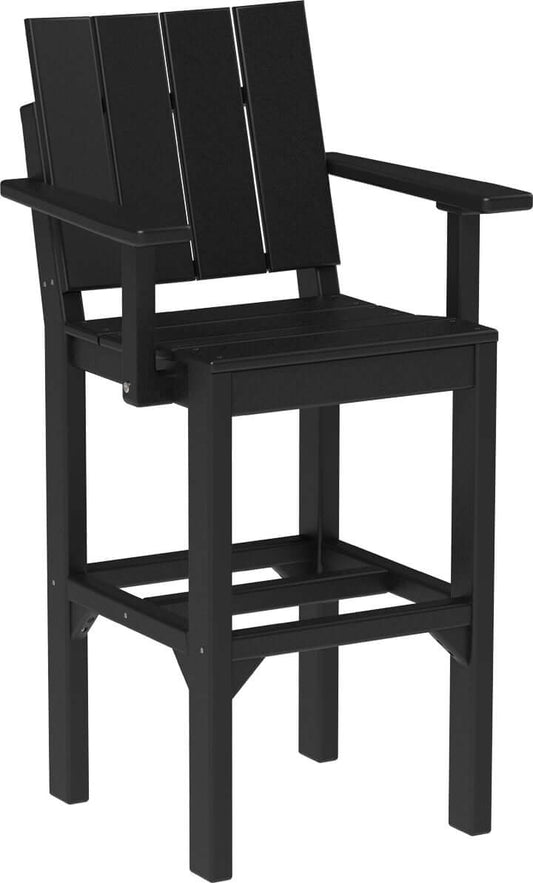 LuxCraft Outdoor Urban Arm Chair | Bar Height in Black — Amish-crafted recycled poly, 20-year poly durability