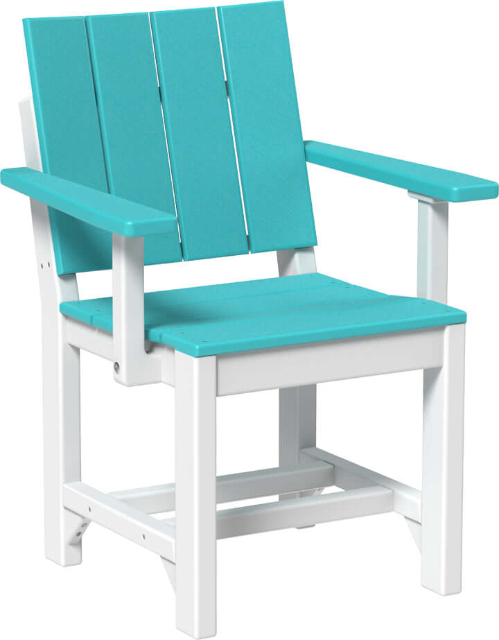 LuxCraft Outdoor Urban Arm Chair | Dining Height in Aruba Blue and White — Amish-crafted recycled poly, weather-resistant design