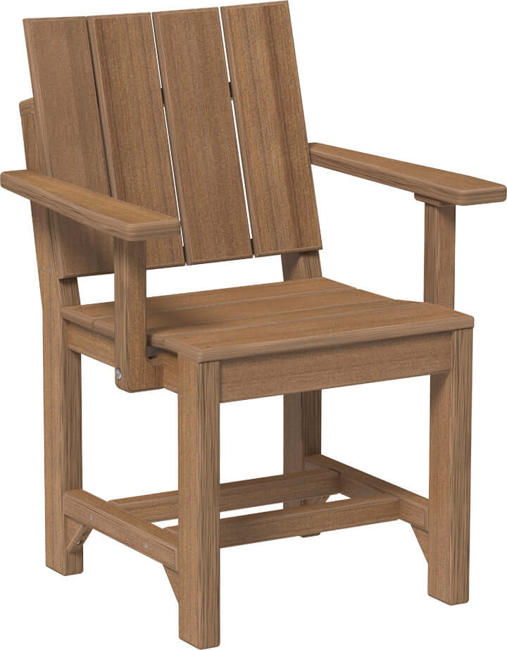 LuxCraft Outdoor Urban Arm Chair | Dining Height in Antique Mahogany — wide-armrest patio chair, fade-resistant poly