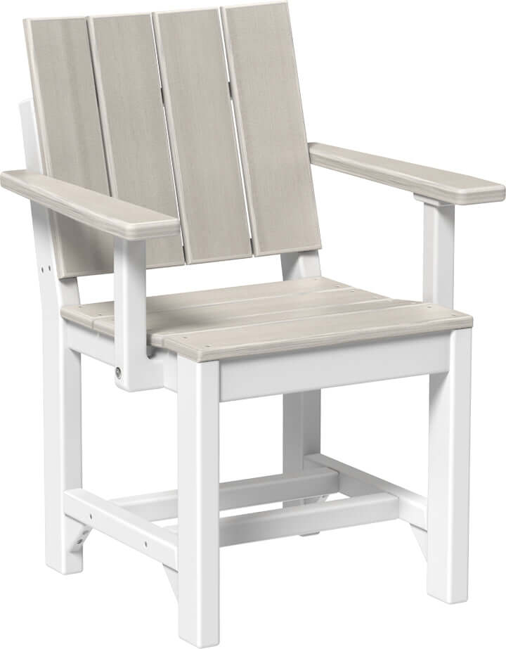 LuxCraft Outdoor Urban Arm Chair | Dining Height in Birch and White — Amish-crafted recycled poly, 20-year poly durability