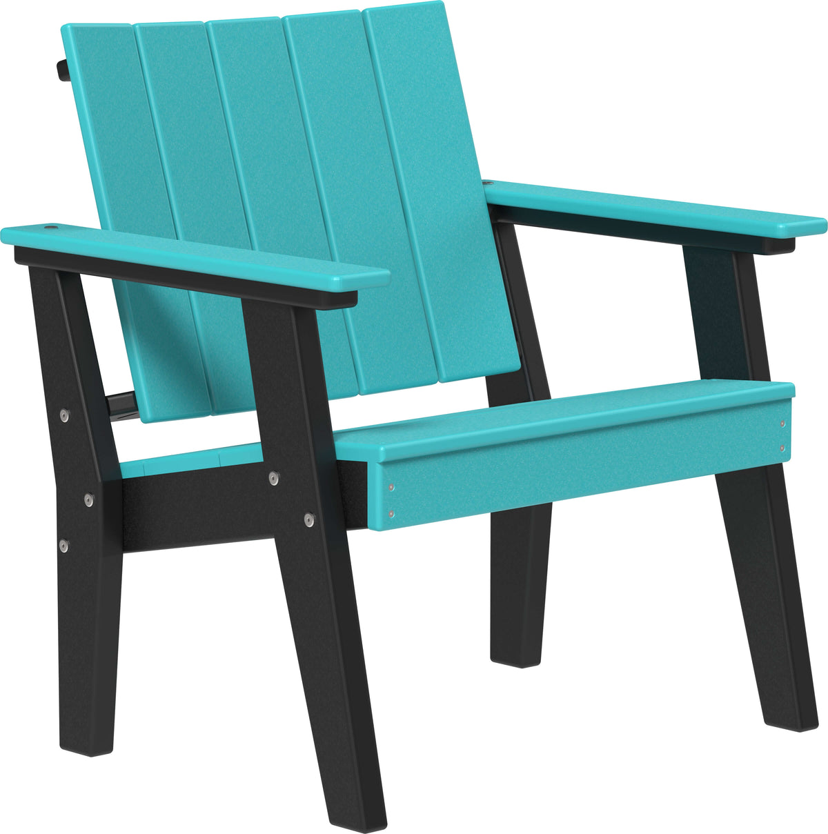 LuxCraft Urban Chat Chair in Aruba Blue and Black — Amish-crafted recycled poly, 20-year poly durability