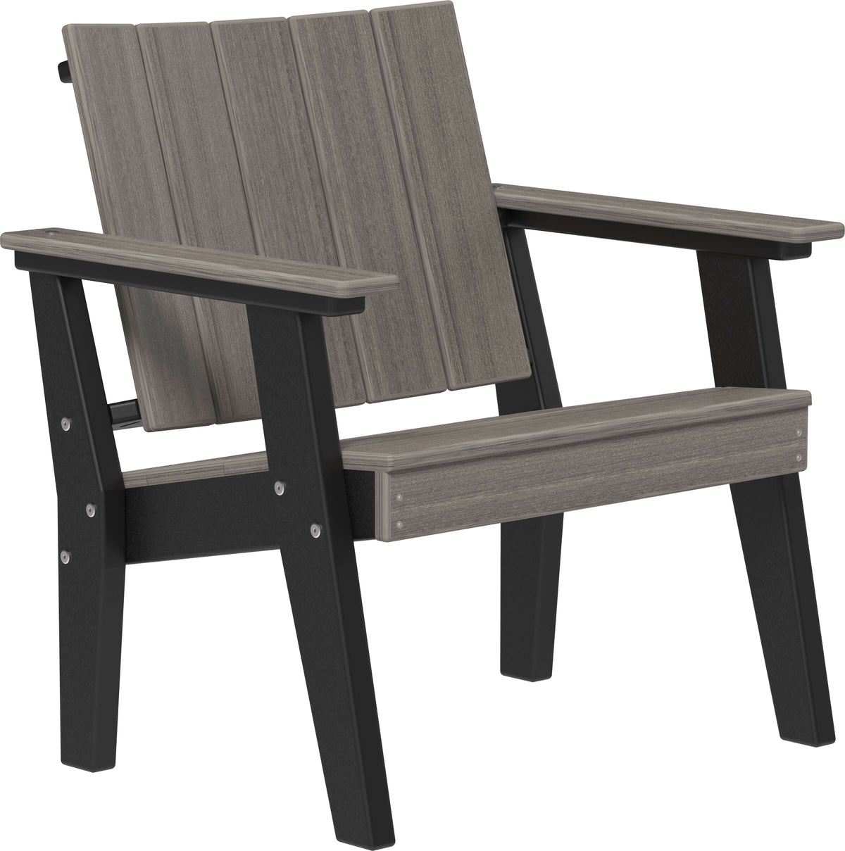 LuxCraft Urban Chat Chair in Coastal Gray and Black — Amish-crafted recycled poly, weather-resistant design
