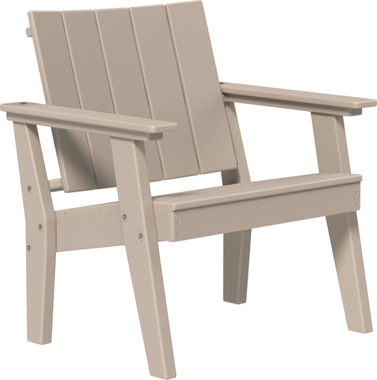 LuxCraft Urban Chat Chair in Weatherwood — recycled poly outdoor chair for outdoor patio seating