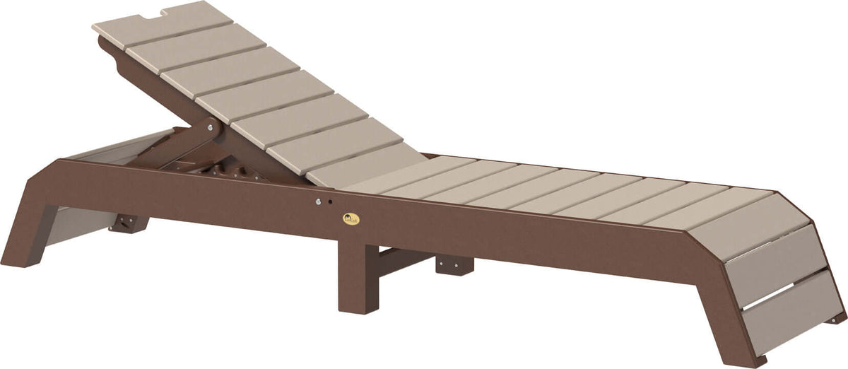 LuxCraft Urban Chaise Lounge in Weatherwood and Chestnut Brown — Amish-crafted recycled poly, 20-year poly durability