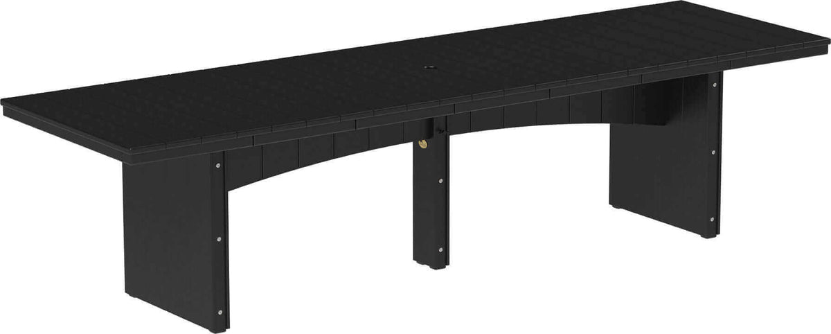 LuxCraft Rectangular Outdoor Dining Table weather-resistant materials that features umbrella hole and variety of colors