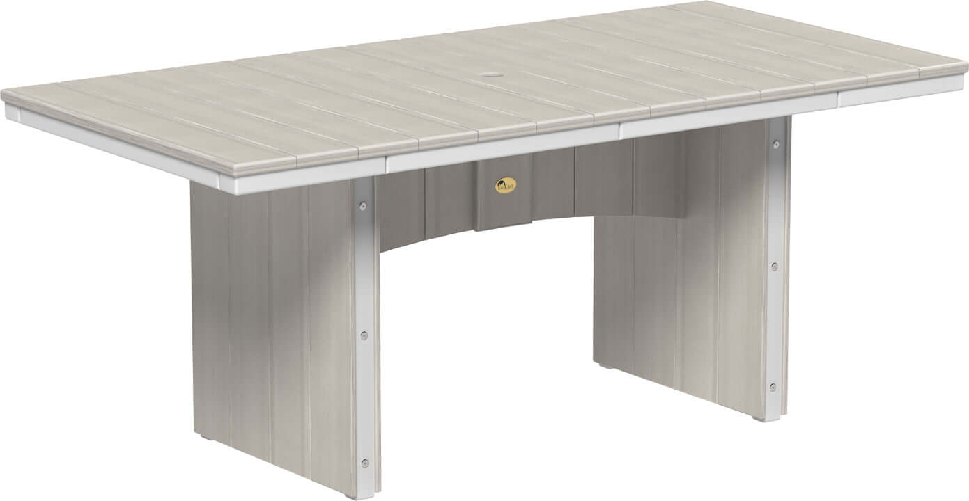 LuxCraft Urban Dining Table Set with Urban Side Chairs — rectangular outdoor table, recycled HDPE construction