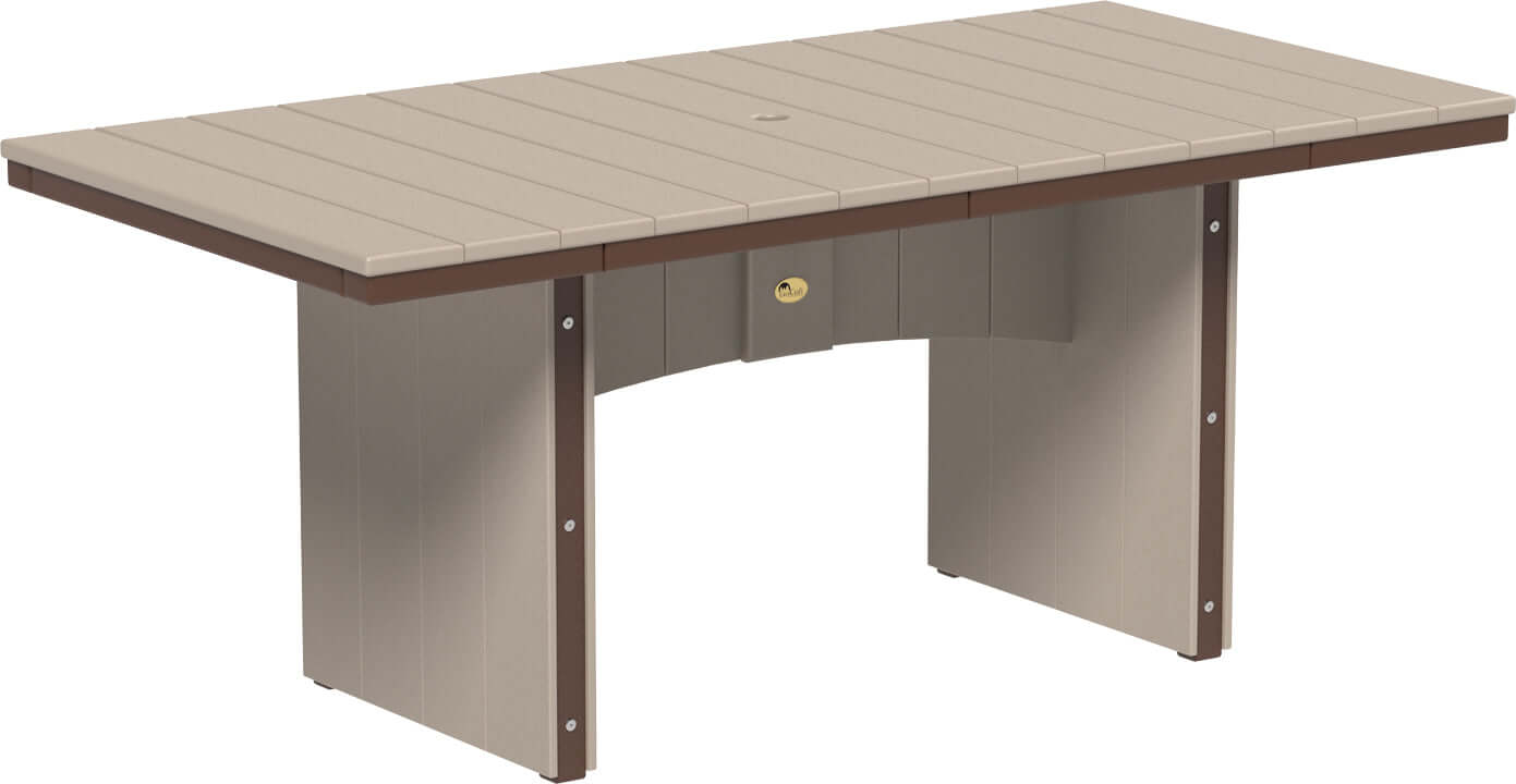 LuxCraft Urban Dining Table Set with Urban Side Chairs — rectangular outdoor table, recycled HDPE construction