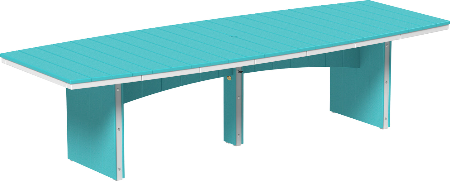 4' x 10' oval outdoor dining table that comfortably seats 10