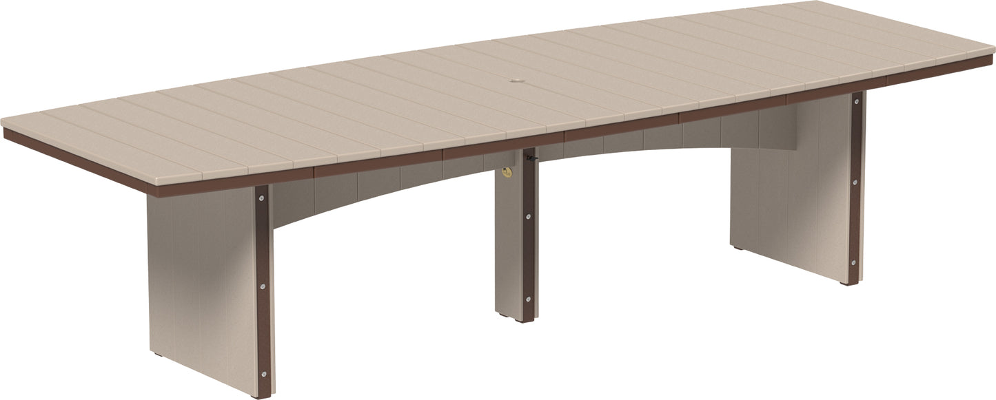 4' x 10' oval outdoor dining table that comfortably seats 10