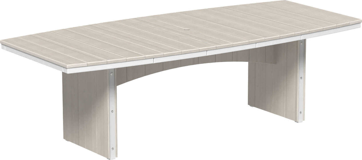 LuxCraft 8' Oval Outdoor Dining Table | Bar Height in Birch and White — rounded oval tabletop for elongated patio dining