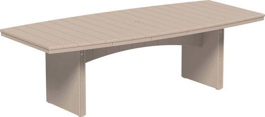 LuxCraft 8' Oval Outdoor Dining Table | Bar Height in Weatherwood — rounded oval tabletop for elongated patio dining