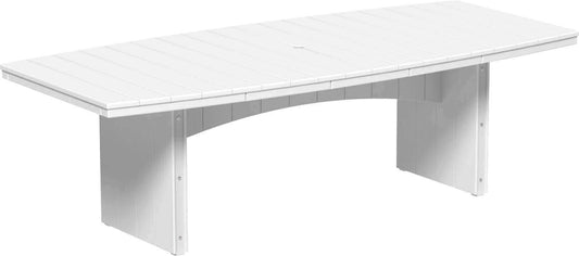 LuxCraft 8' Oval Outdoor Dining Table | Bar Height in White — umbrella-ready oval table, recycled HDPE construction