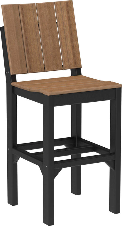 Bar height outdoor urban side chair available in earth tones, tropical and premium woodgrain finishes