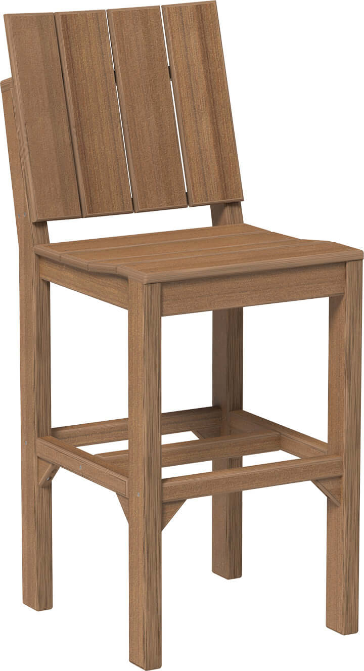 LuxCraft Outdoor Urban Side Chair | Bar Height in Antique Mahogany — side profile view, recycled poly outdoor chair