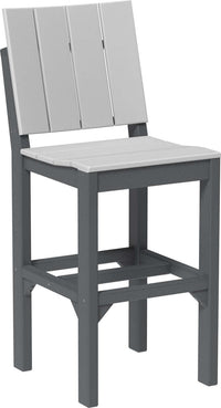 Bar height outdoor urban side chair available in earth tones, tropical and premium woodgrain finishes