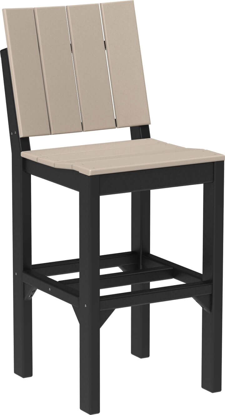 Bar height outdoor urban side chair available in earth tones, tropical and premium woodgrain finishes