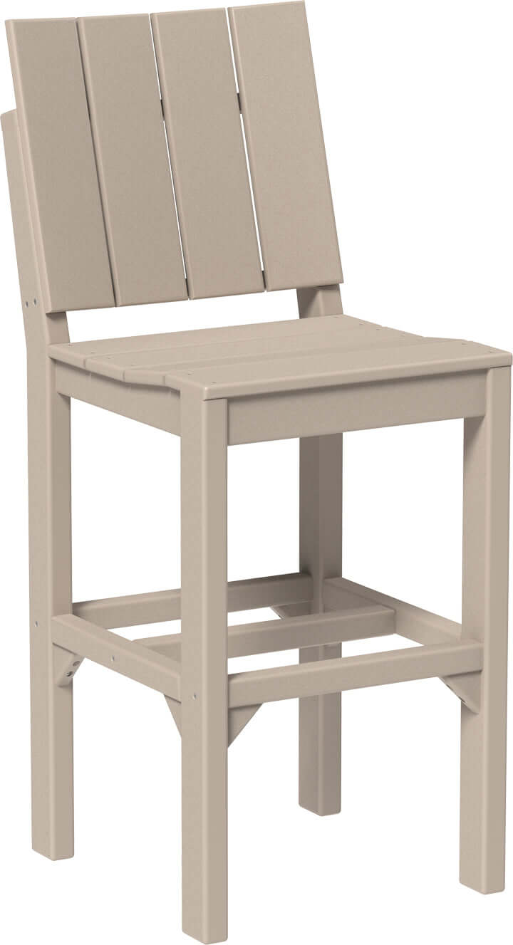 Bar height outdoor urban side chair available in earth tones, tropical and premium woodgrain finishes