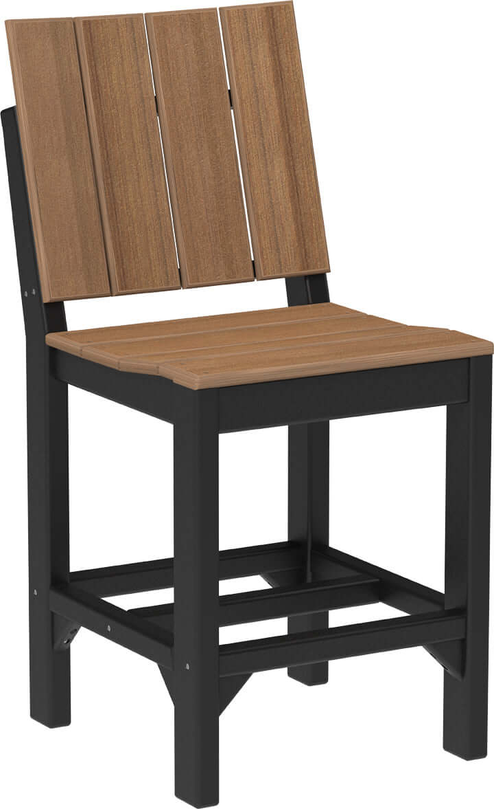 Counter height outdoor urban side chair available in earth tones, tropical and premium woodgrain finishes
