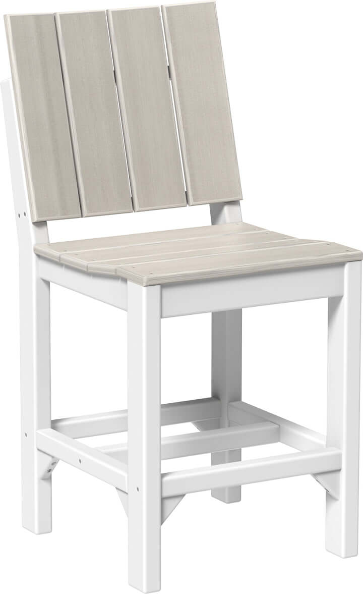 LuxCraft Outdoor Urban Side Chair | Counter Height in Birch and White — side profile view, recycled poly outdoor chair